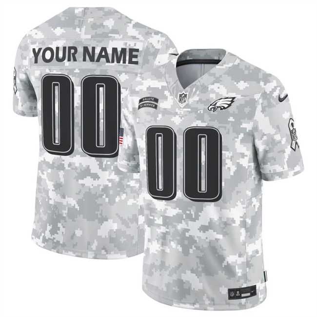Mens Philadelphia Eagles Active Player Custom 2024 F.U.S.E Arctic Camo Salute To Service Limited Stitched Football Jersey->customized nfl jersey->Custom Jersey